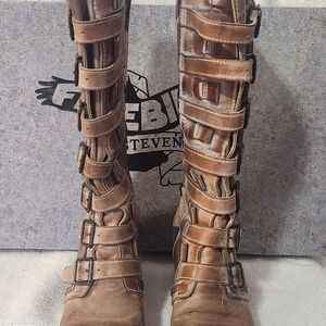Freebird by Steven Women's Cassidy Taupe Leather Boots Size 8